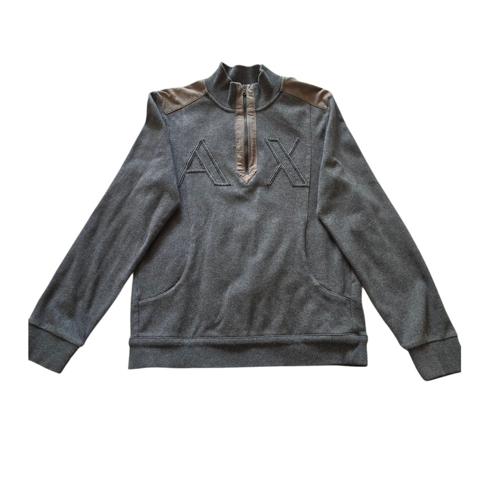 Armani Exchange Gray Y2K Elevated Casual 1/3 zip Preppy OldMoney Gray Sweater S